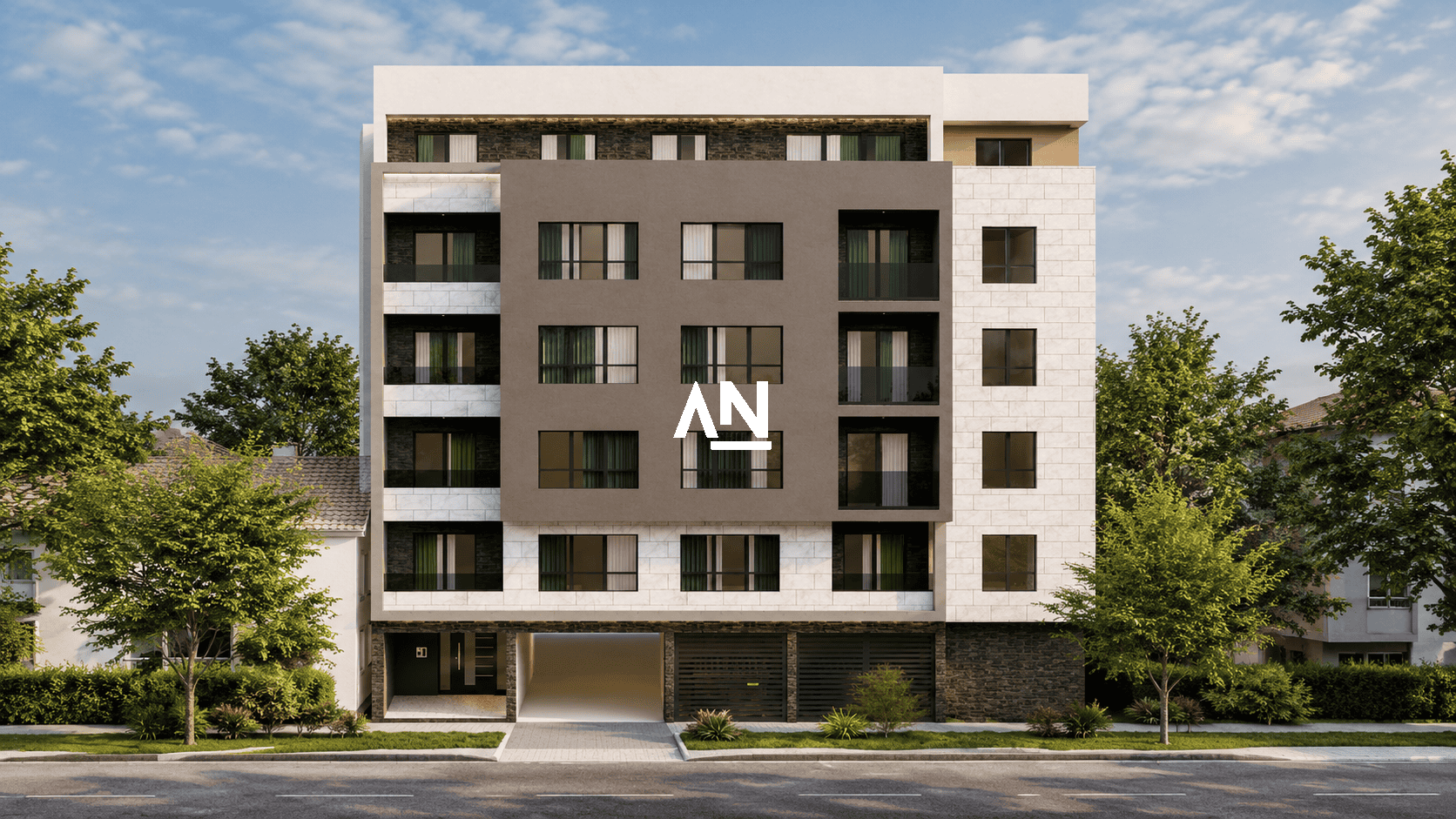 Modern Apartment Facade on a Quiet Street